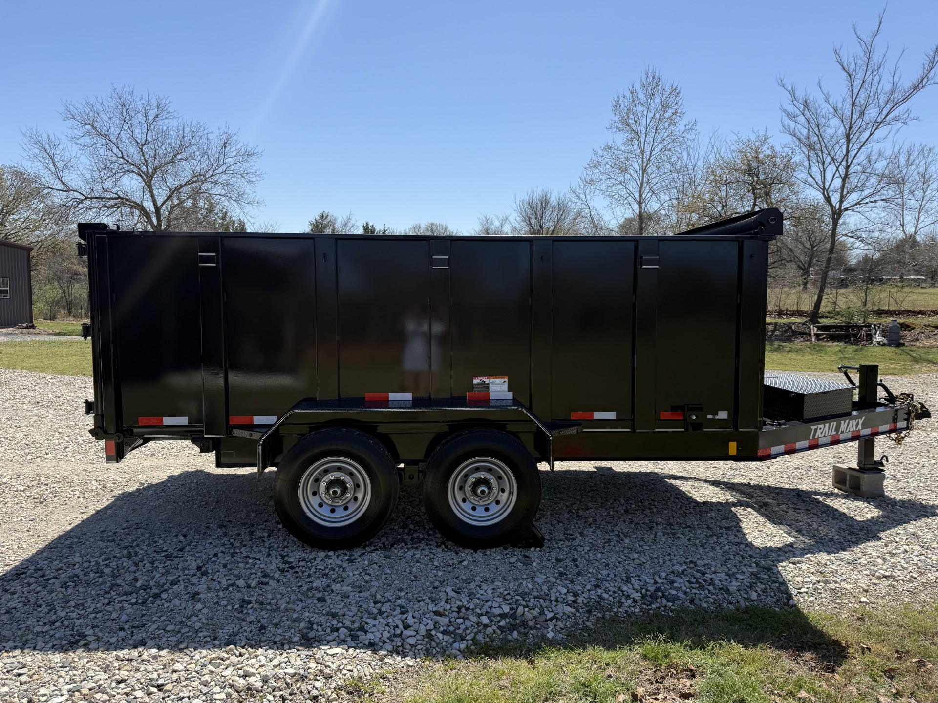 14-foot dump trailer available for rent at Texoma Trailer Rentals in Kingston, Oklahoma